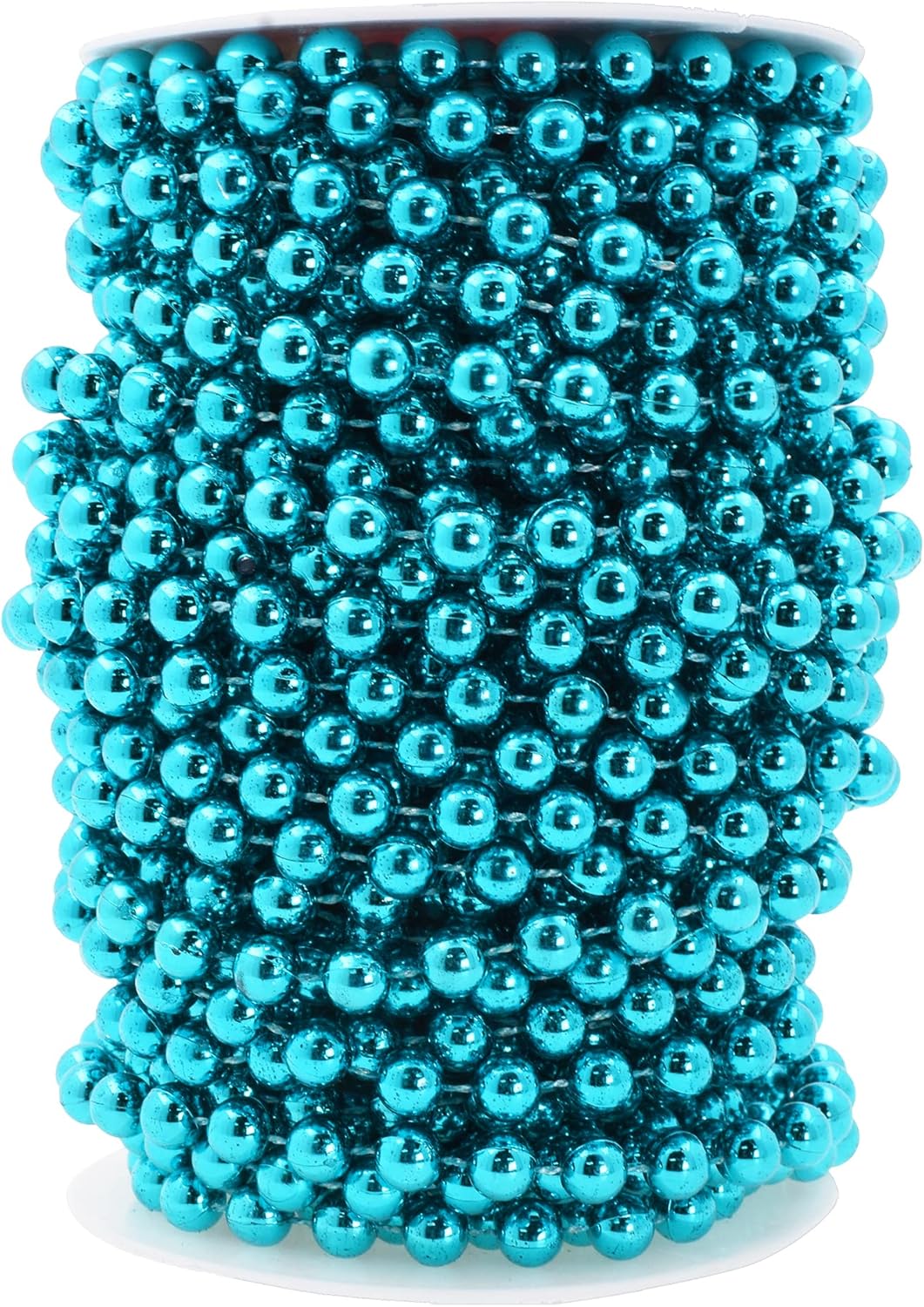Mandala Crafts 8mm Faux Teal Pearl Beads Roll - 20 Yards Strand of Fake Pearls Chain Garlands Spool String for Christmas Tree, Wedding, Party, Vases, DIY Decoration