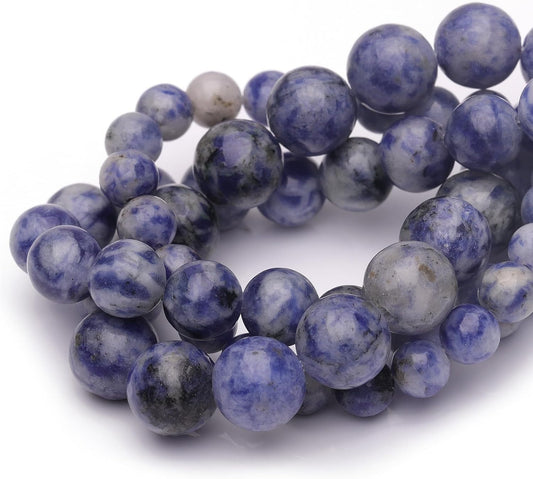 8mm Natural Stone Beads for Jewelry Making,Blue Sodalite Polished Smooth Round Gemstone Beads for Bracelet Necklace 15 Inch