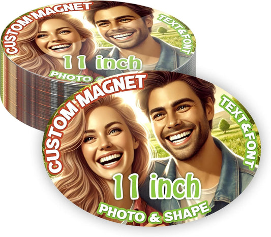KETABAO – 11" Customized Oval Photo Magnets for Refrigerators and Cars – Personalized Magnetic Decoration for Homes and Storage Cabinets