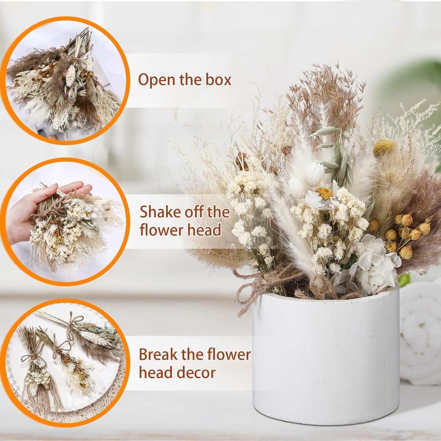 10/12/24/36 Pack Mini Dried Flowers for Vase Wedding Various Mini Bouquet Dried Small Wildflowers Natural Flowers Bulk for Crafts DIY Decor (36, Plain Colour)