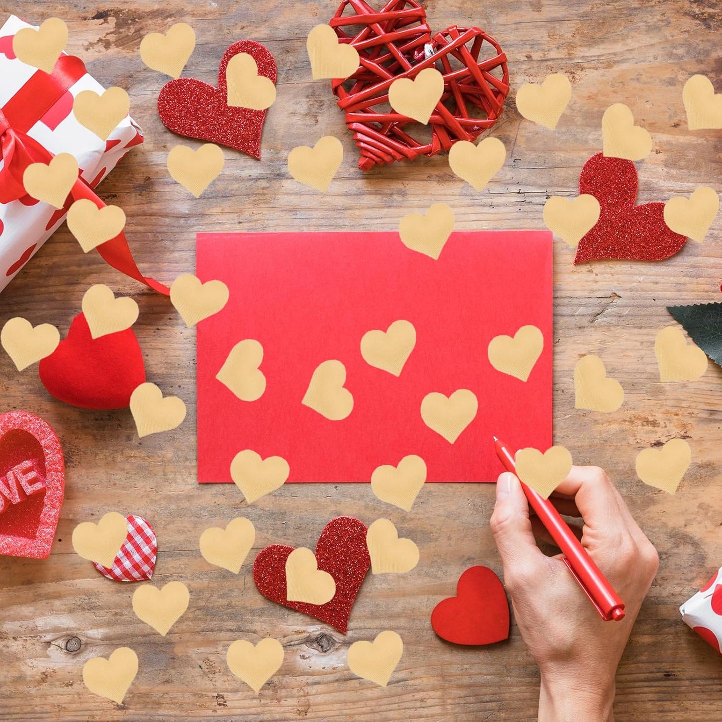 100pcs Champagne Heart Sponge Confetti Decor Heart Confetti Heart Shape Petals Scatter Confetti Table Wedding Decor Valentine’s Day Confetti for Wedding Valentine's Day Party Supplies