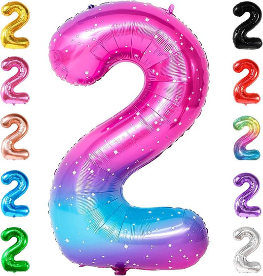 KatchOn, Giant Rainbow 2 Balloon Number - 40 Inch | Number 2 Balloons for Birthdays | 2 Year Old Balloon for 2th Birthday Decorations Girl | Number Balloons for Anniversary Decorations