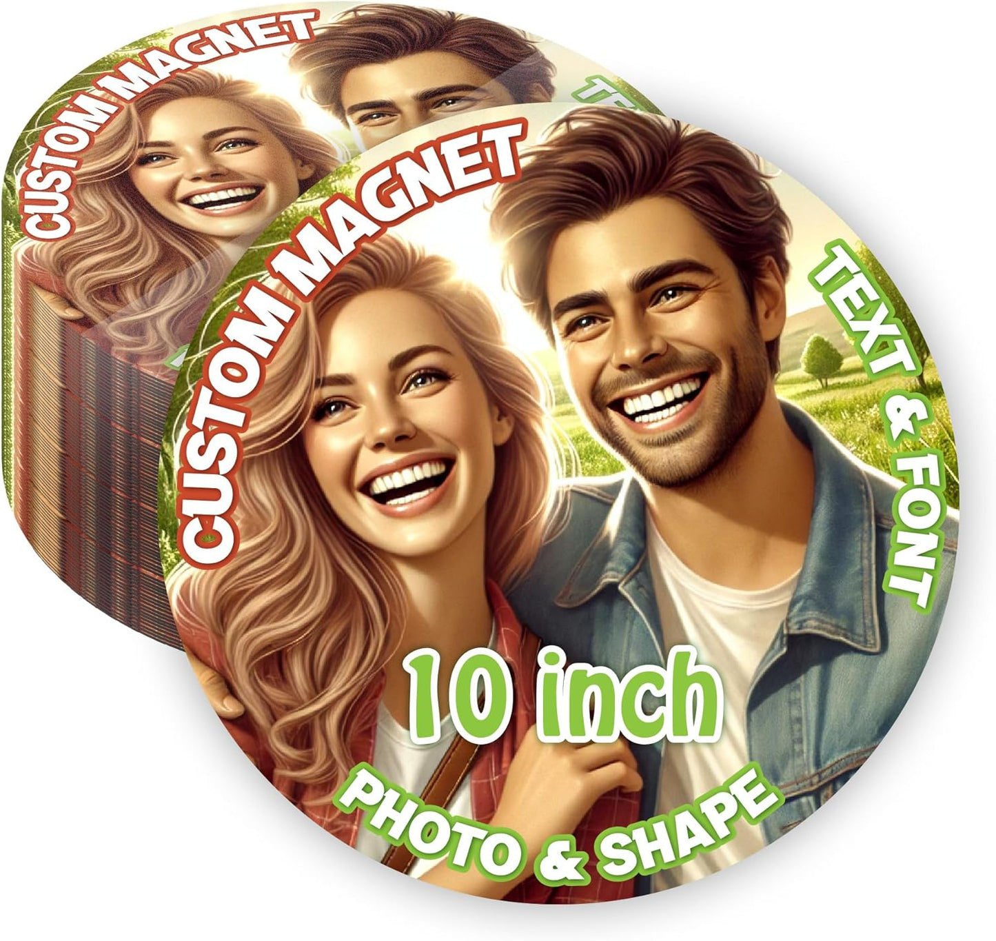 KETABAO – 10" Personalized Car and Refrigerator Circle Photo Magnets - Create Customized Photo Magnets for The Office and Kitchen