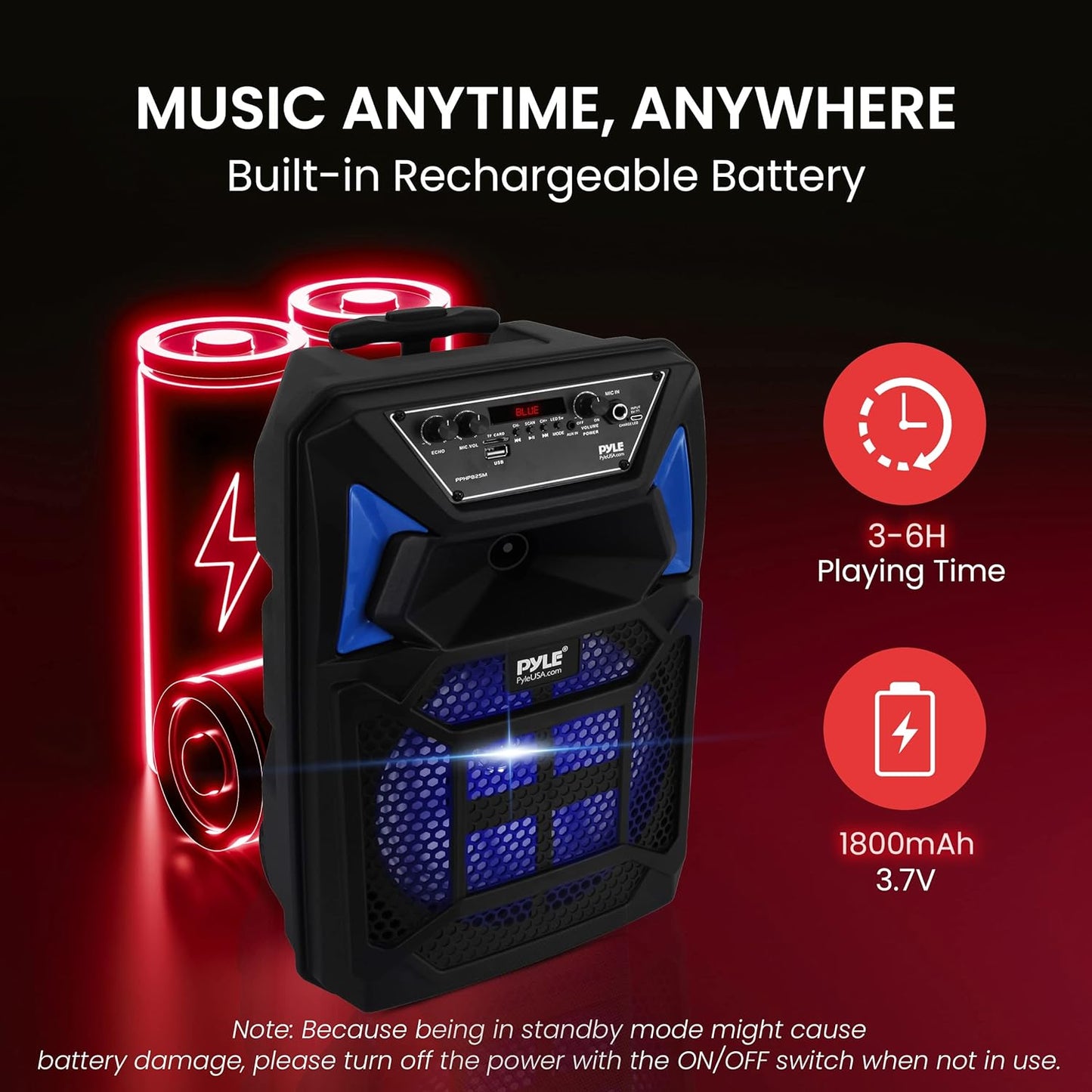 Pyle Bluetooth PA Speaker & Microphone System - Portable Karaoke Speaker with Wired Mic, Built-in LED Party Lights, FM Radio, MP3/USB/Micro SD Readers, Speaker Stand (8’’ Subwoofer, 400 Watt MAX)