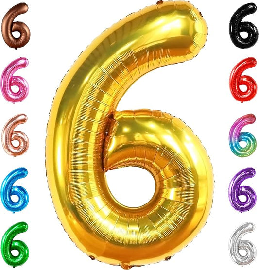 KatchOn, Giant Gold Number 6 Balloon - 40 Inch | 6th Birthday Balloon for 6th Birthday Decorations | 6 Balloons for Birthday | 6 Year Old balloon for 6 Year Decorations