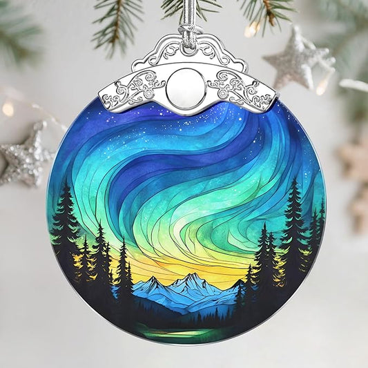 Christmas Ornaments: Stained Glass Ornament, Christmas Tree Ornament, Hanging Ornaments for Home Decor & Xmas Tree Decorations – Holiday Decor, Gifts & Holiday Present - Northern Lights