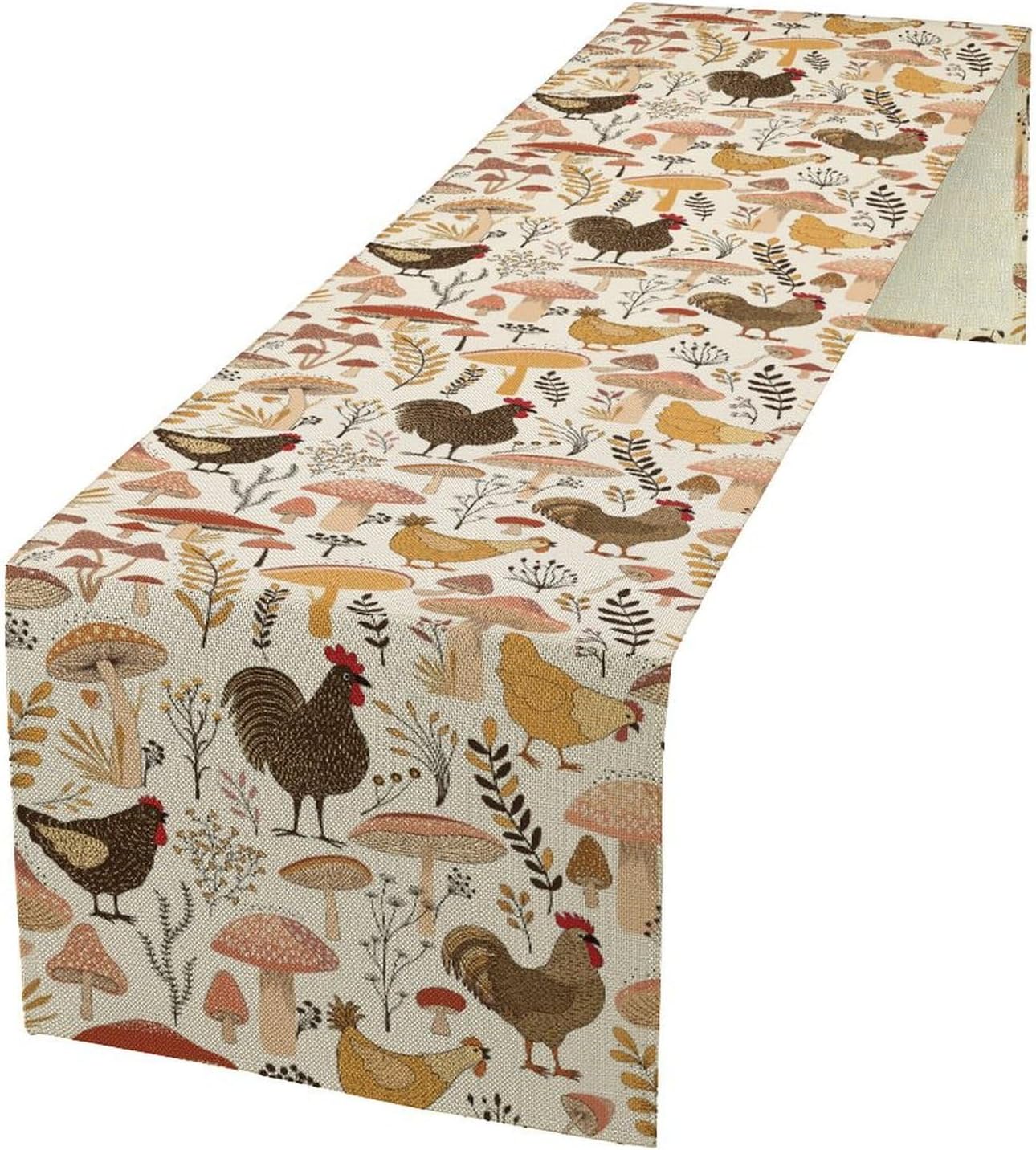 Mushroom Table Runner,Retro Natural Plant Famhouse Table Runner for Kitchen Dining Table Home Party Decoration 13x120 Inch