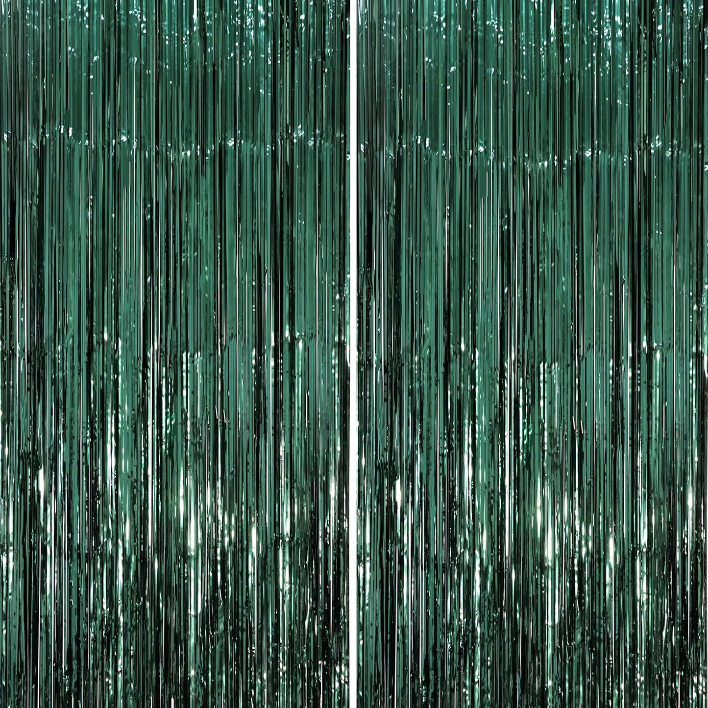 2 Pack Retro Green Foil Fringe Backdrop Curtains, Tinsel Streamers Party Decorations, Fringe Backdrop, Door Shimmer for Christmas