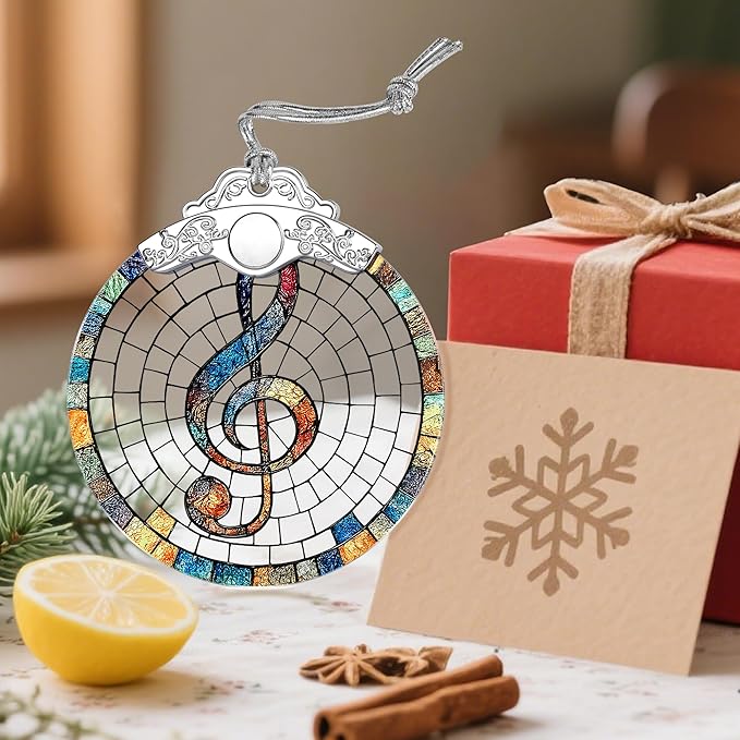 Musical Note Ornament, Stained Glass Christmas Decorations, Christmas Ornaments for Tree, Holiday Ornament, Gifts for Musical Lovers, Holiday Party Gifts, Gift Ideas & Xmas Gift