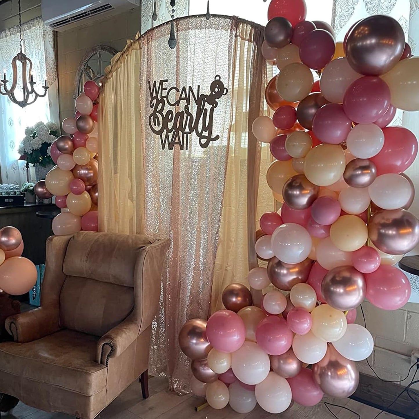 Paready Dusty Pink Latex Balloons, 60 Pcs 12 Inch Nude and Dusty Pink Balloon, Nude and Sand White Champagne Gold Balloons for Birthday Baby Shower Anniversary Wedding Bridal Shower Party Decoration