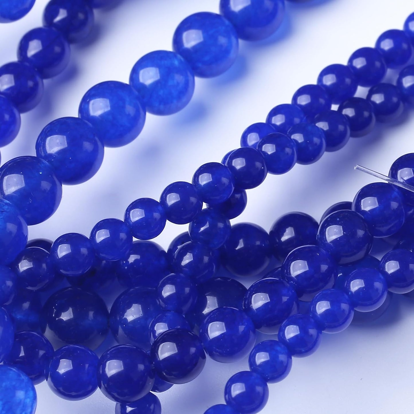 Mysterious Blue Chalcedony Stone Beads Gemstone Round Crystal Energy Jade Beads Stone Beads for Jewelry Making DIY Bracelet Necklace Jewelry Making 1 Strand 15.5inch 4MM