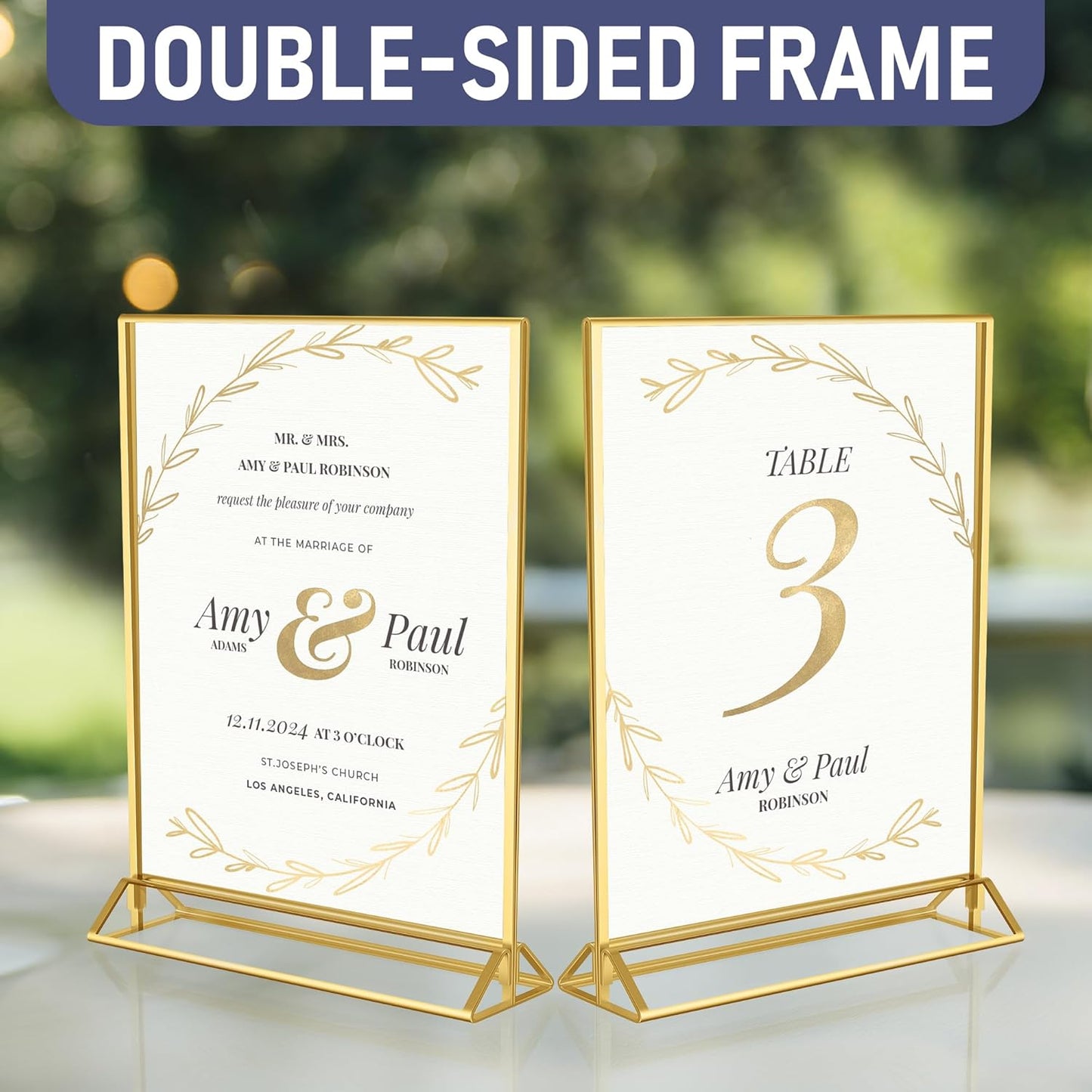Dasher Products Gold Picture Frames Double-Sided, 6-Pack 4x6 Acrylic Table Number Holders, Clear Easel Stands for Signs, Gold Frames for Wedding Table Numbers, Menu Holders, and Photo Displays for Events and Décor