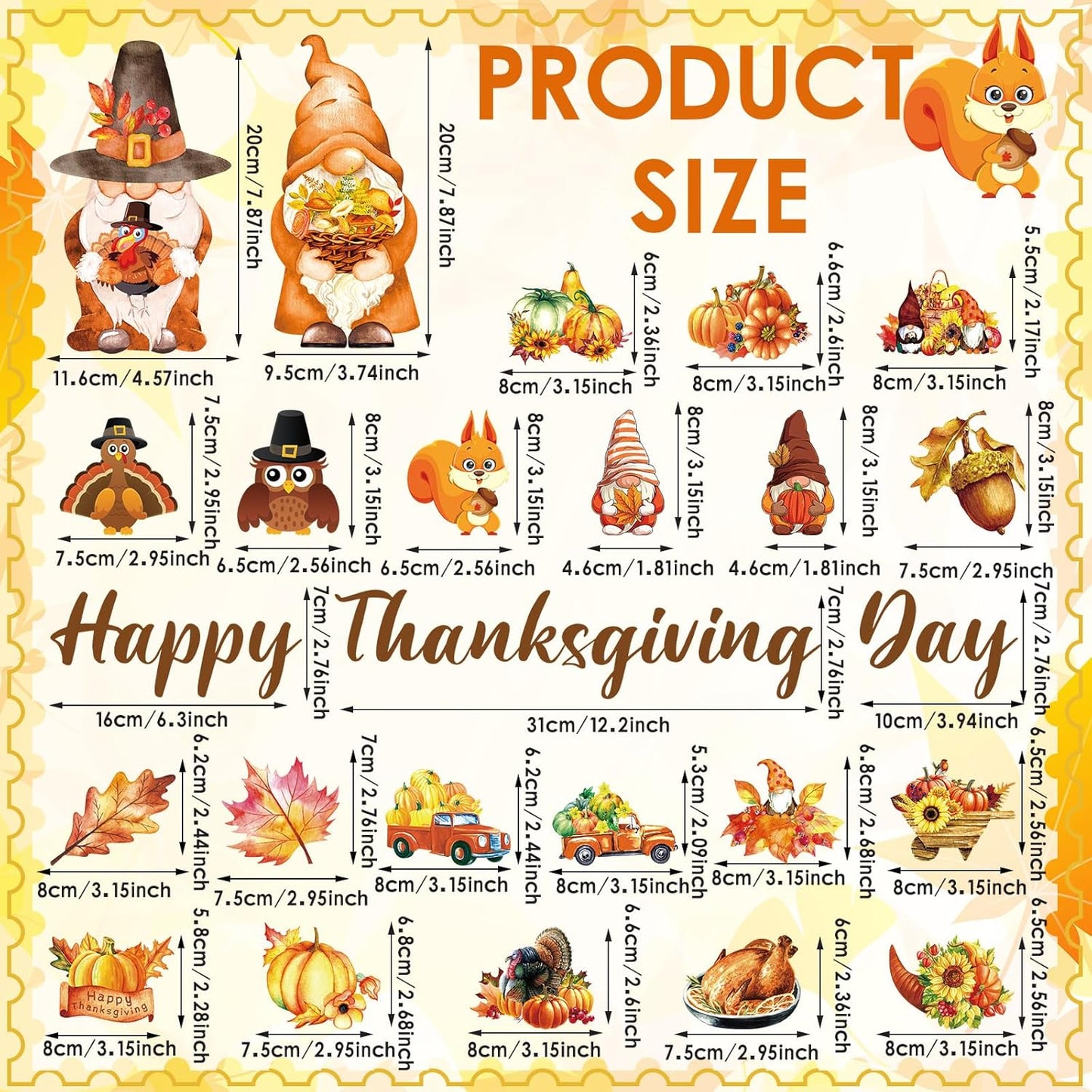 25 Pieces Thanksgiving Harvest Decoration Magnets for Refrigerator, Decorative Magnetic Fridge Stickers, Magnet Fall Autumn Signs Holiday Ornaments for Dishwasher Garage Door Kitchen Mailbox