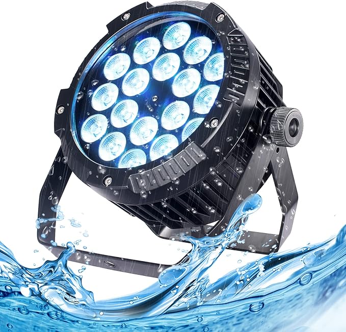 Outdoor Waterproof LED Par Lights 18x18W RGBWA UV 6in1 LED Light DMX Control Stage Light DJ Equipment Disco Lighting for Party, Club, Bar, Wedding, Halloween Decorations
