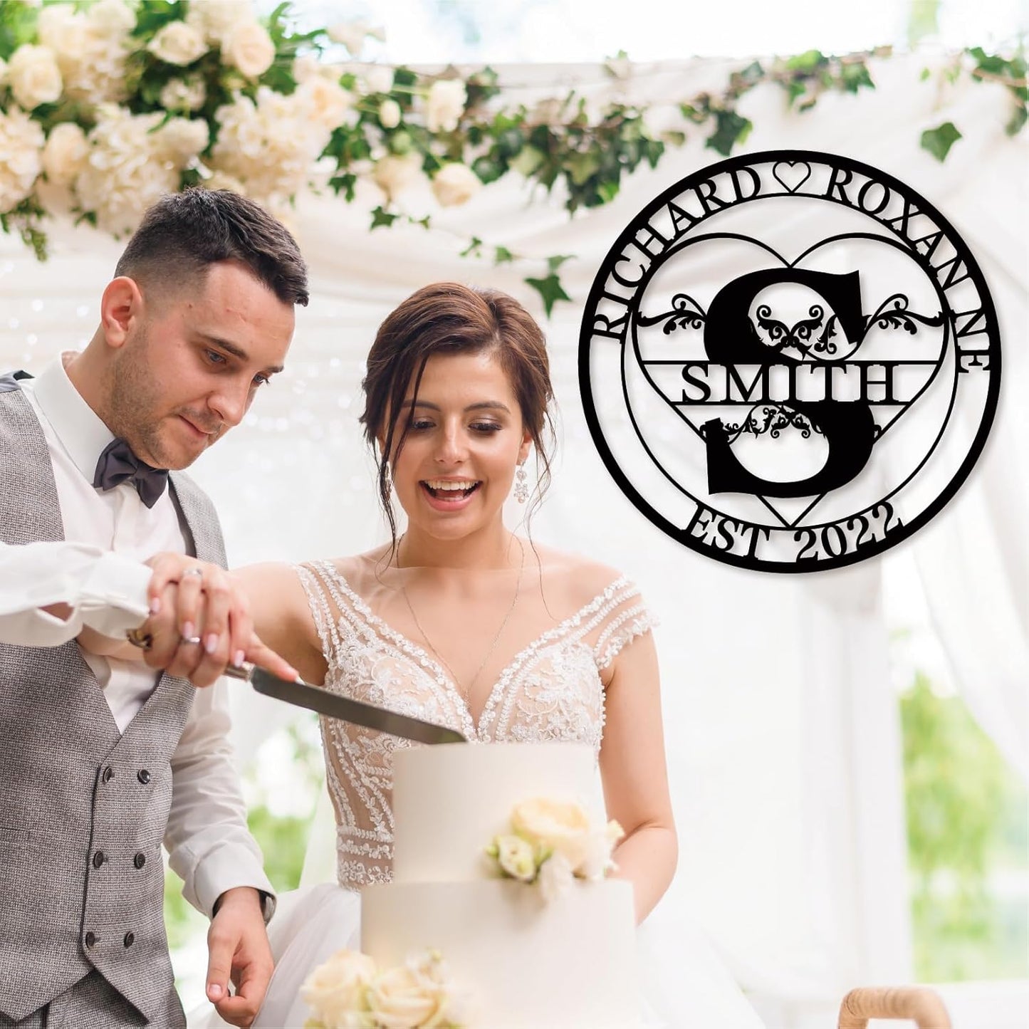 Custom Last Name Date Sign - Split Letter Metal Monogram - Split Letter Name Signs - Personalized Last Name Sign - Metal Family Name Sign - Door Hanger - Outdoor Metal Sign - Wedding Gift