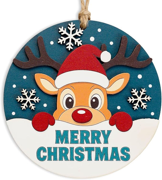Merry Christmas Ornament, Funny Rustic Christmas Ornament, Cute Reindeer Ornaments, Wooden Holiday Decor, Adorable Reindeer Christmas Tree Hanging, Rustic Merry Gift Idea For Friends Family 2025