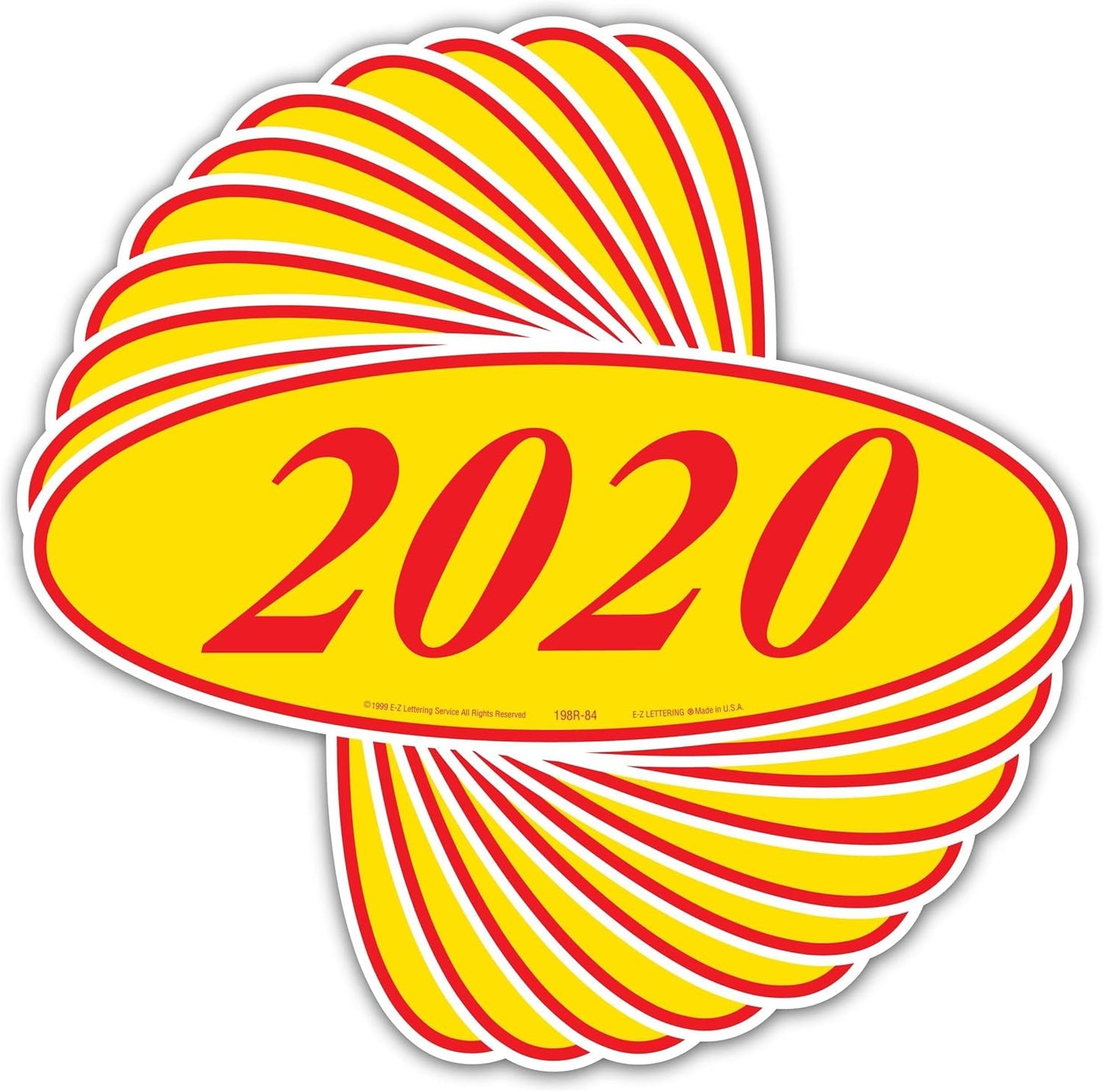 EZ-Line Oval Model Windshield Year Stickers for Car Windows Red and Yellow Large Vinyl Dealership Supplies 1 Dozen Pro Pack (2020)