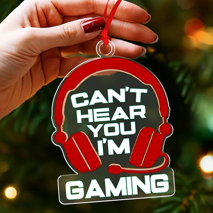 Gaming Ornaments for Christmas Tree - Innovative Gamer Ornaments 2025 Design, Gifts for Video Games Lovers, Unique Headphone Ornament, 'Can't Hear You, I'm Gaming' Theme, Ideal Gift for Gamers