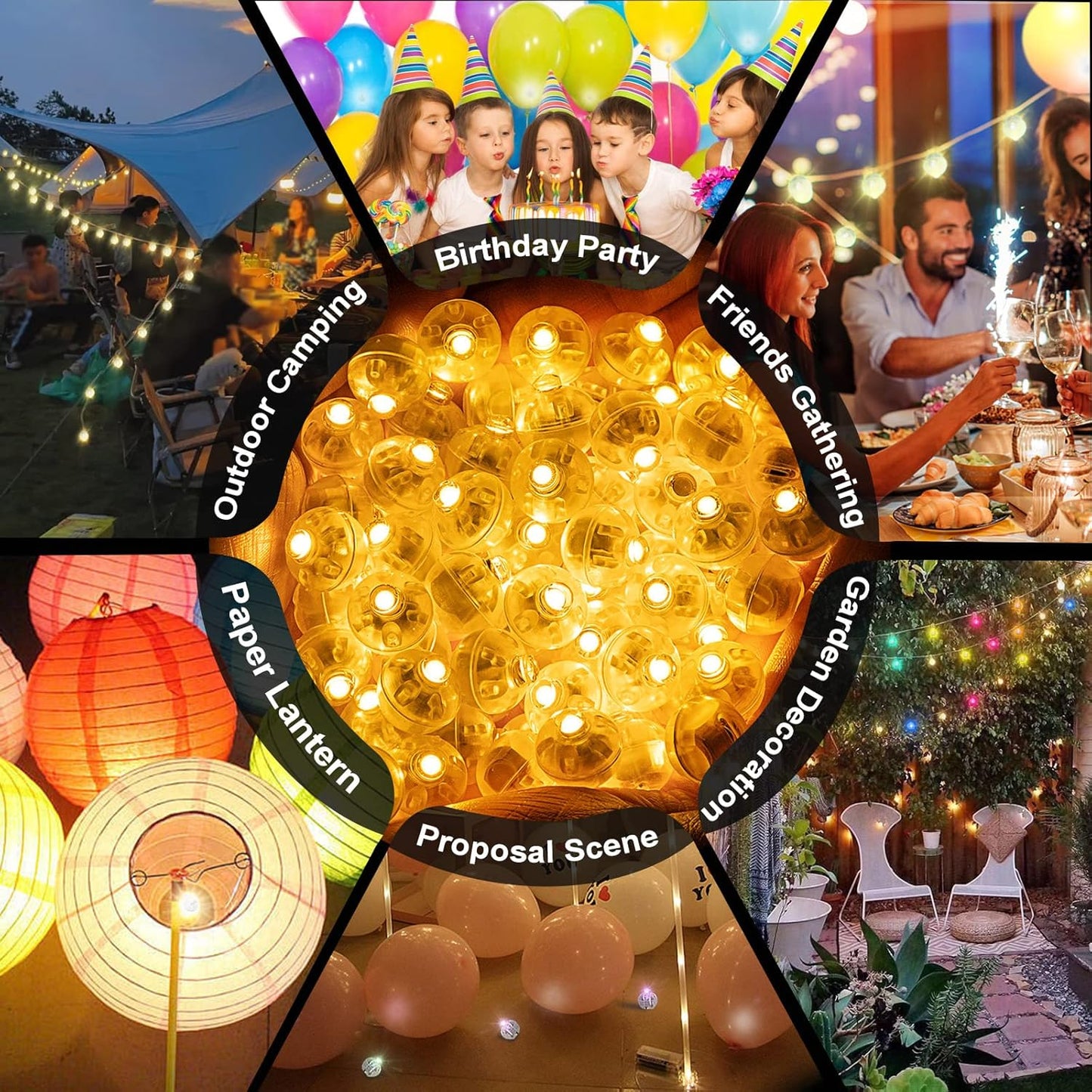 50pcs LED Yellow Balloon Light Mini Tiny LED Light, Small Round Led Ball Lamp for Paper Lantern Indoor Outdoor Fun Birthday Event Halloween Christmas Party Wedding Decoration Supplies