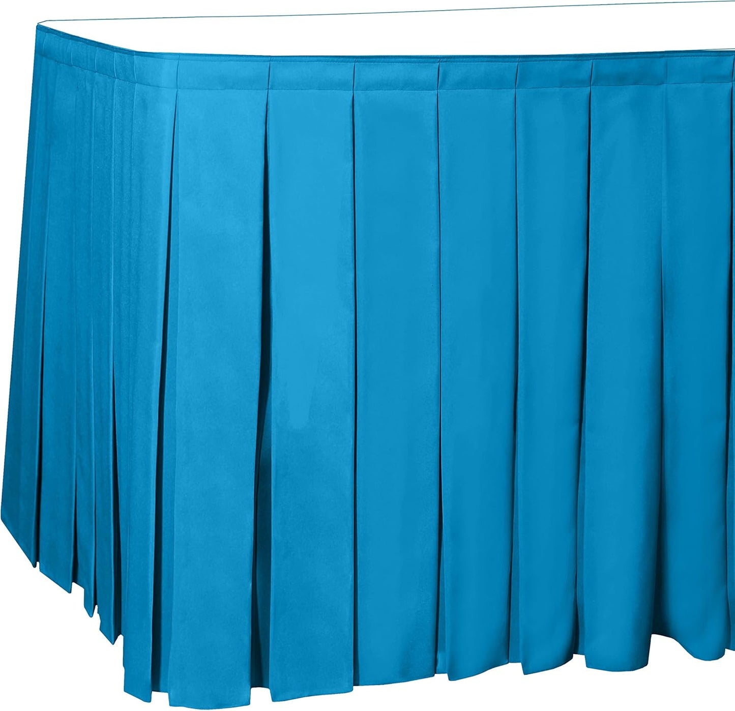 Ultimate Textile Pleat Polyester Fabric Table Skirt - Machine Washable Flame Resistant with Clips for Events, Weddings & Trade Shows, Cut & Sewn in Paterson, NJ - Cobalt, 14' Box Pleat
