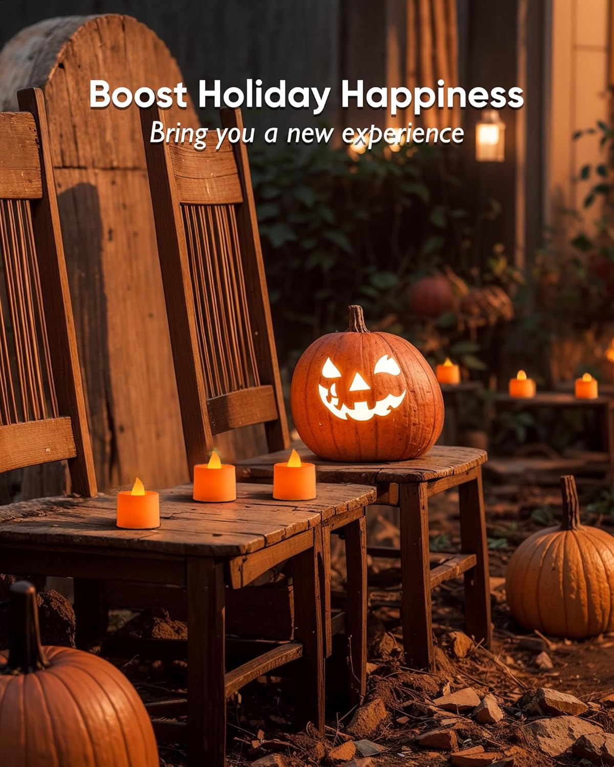 Amagic 24 Pack Halloween Orange LED Tea Lights, Flameless Votive Candles Battery Operated, Electric Fake Colored Tealights Candles for Party, Christmas, Thanksgiving, Table Centerpiece, Holiday Decor