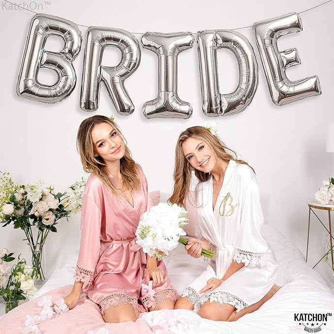 KatchOn, Bride Balloons Silver | Bachelorette Party Decorations | Silver Bride Balloons Bachelorette for Bridal Shower Decorations | Bridal Shower balloons