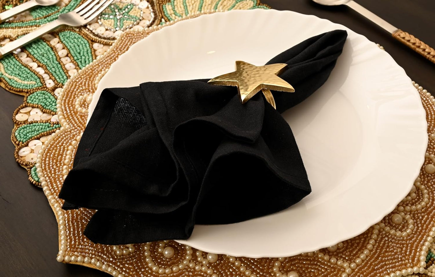 12 Pcs Lightweight Metal Napkin Rings - Gold Star Metal Holders for Elegant Table Decor, Parties, Weddings, Holidays, Everyday Dining - Metallic Adornment for Table Settings - CLEENTABLE