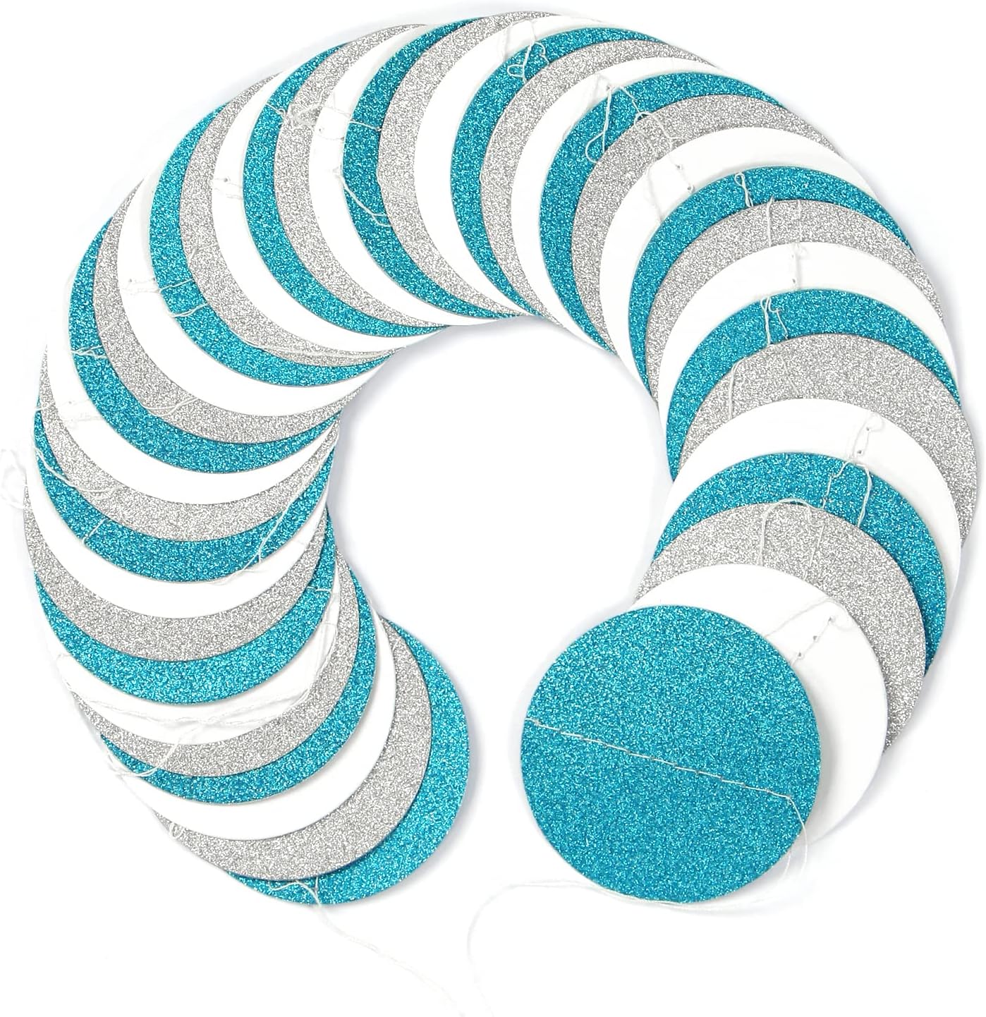 Teal-Turquoise White-Silver Party-Decorations Garland Streamers - 52Ft Woman Girl Frozen Birthday Paper Banner,Graduation Wedding Bachelorette Engagement Bridal Baby Shower Backdrop Decor Panduola