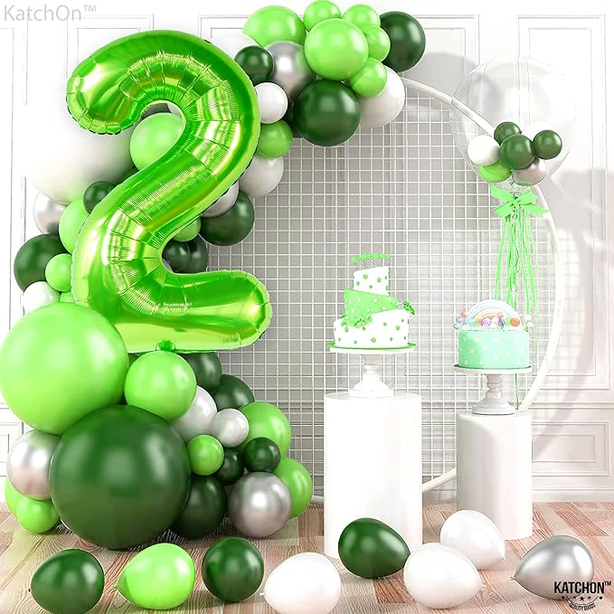 KatchOn, Light Green 2 Balloon Number - 40 Inch | Green Number 2 Balloon for Two Rex Birthday Decorations Boy | Green Two Balloon | 2 Year for Dinosaur Party Decorations 2 Year Old Boy