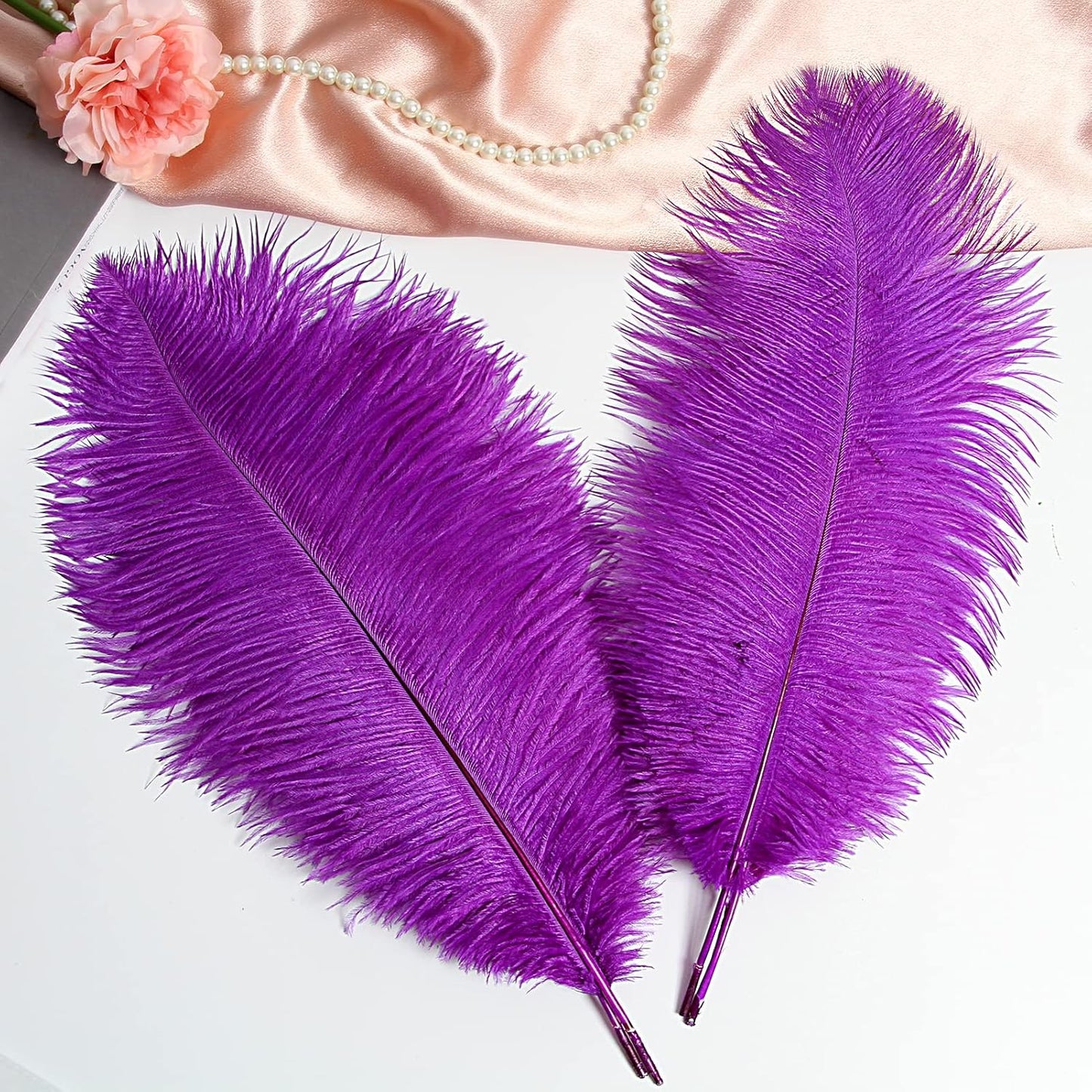 THARAHT Purple Ostrich Feathers 12pcs Large Natural Bulk 20-22Inch 50cm-55cm for Wedding Party Centerpieces Easter Gatsbi and Decoration Feather