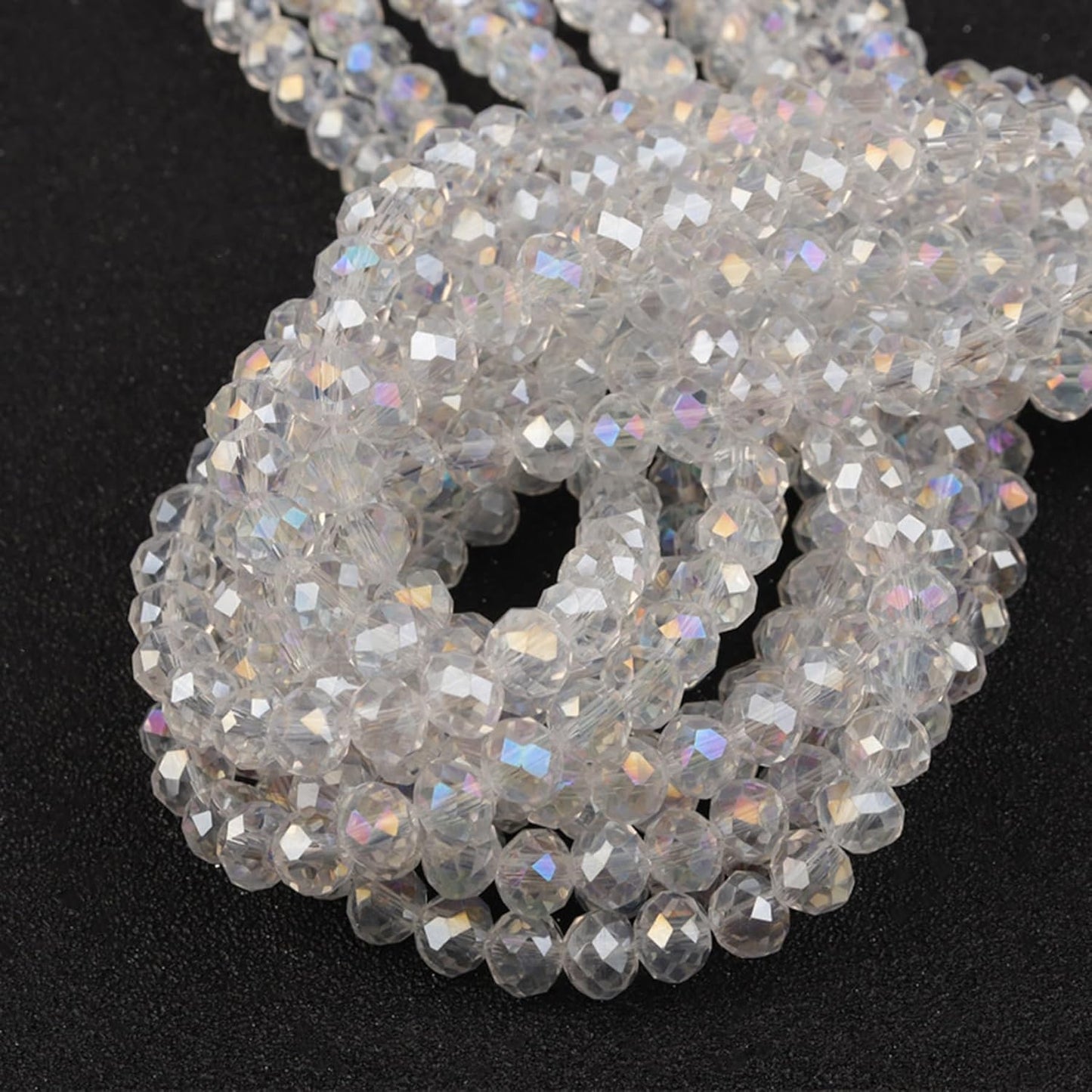 800Pcs 4/6/8/10mm Crystal Glass Beads for Jewelry Making Beads for Bracelets Necklace Pendants Making Supplies(White AB Color)