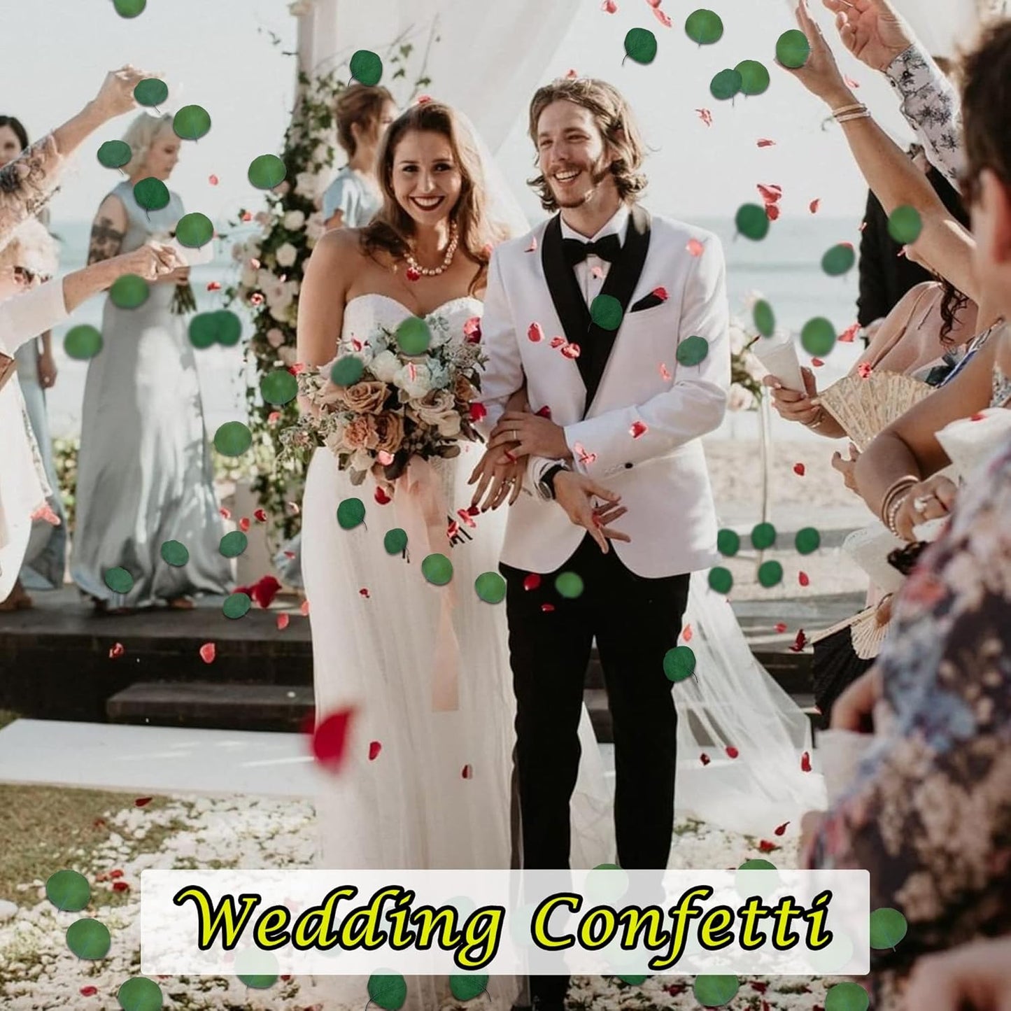 Eucalyptus Leaves, Rustic Boho Wedding Table Decor, 100% Natural Preserved Silver Dollar Eucalyptus Decor Green Leaves, Biodegradable Confetti for Weeding, DIY