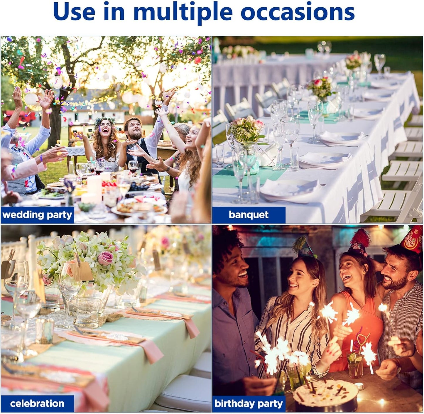 CHENGU 150 Pieces Spandex Stretch Chair Sashes Bows Elastic Chair Cover Bands Ties with Buckle Slider for Wedding Party Reception Events Universal Ceremony Banquet Decorations (Blue)