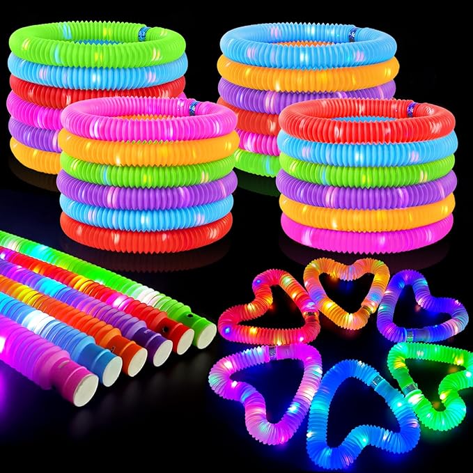 Glow Sticks Bulk Party Favor Supplies for Kids 48 PCS,Glow in Dark Bracelet Necklace Accessories for Birthday Wedding Parade Throw,Valentines Mardi Gras Handout Giveaways Prizes for Toddler Boys Girls