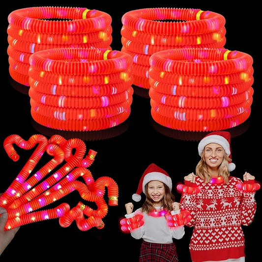 24 PCS Red Glow Sticks Party Favors for Kids, LED Light Up Necklaces Bracelets Accessories for Toddlers, Glow Birthday Valentines Day Mardi Gras Party Supplies Decorations for Boys Girls