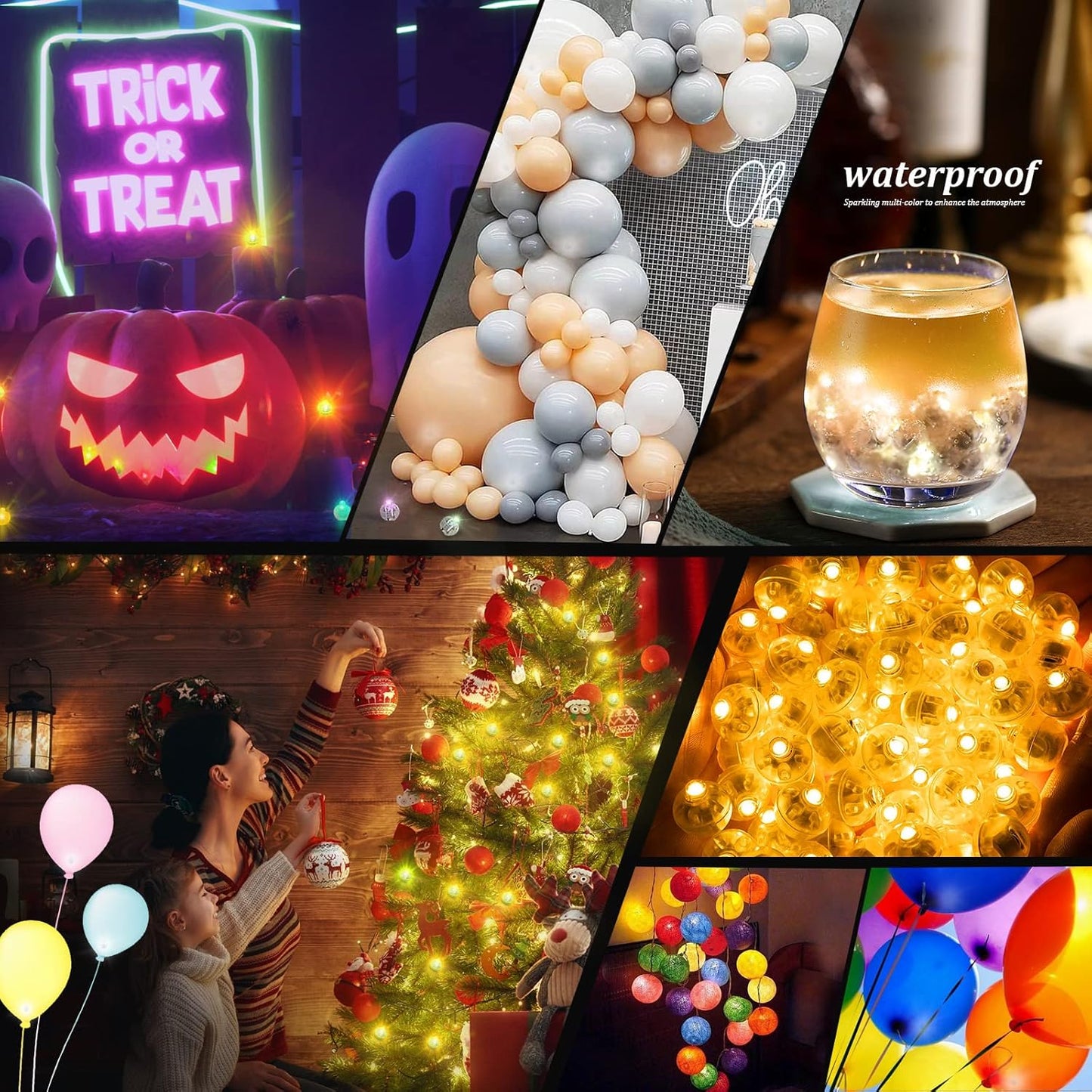 200pcs LED Orange Balloon Lights, Round LED Mini Lights for Paper Lantern Balloon Birthday Party Event Indoor Outdoor Wedding Decoration Halloween Christmas Supplies