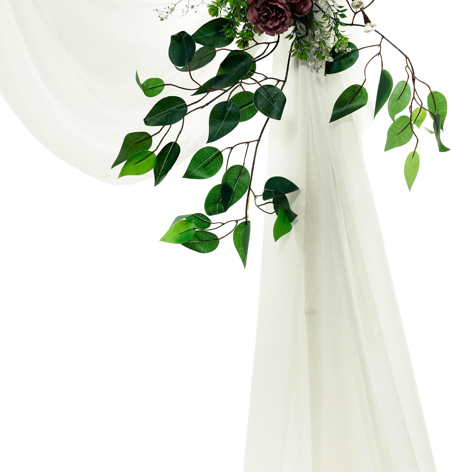 VDS Pack of 1 Panel (30 Inch X 100 Feet) Wedding Arch Draping Fabric Sheer Chiffon Fabric Drapery for Wedding Ceremony Reception Swag Backdrop Canopy Chuppah ARBO Altars Decoration (Ivory)