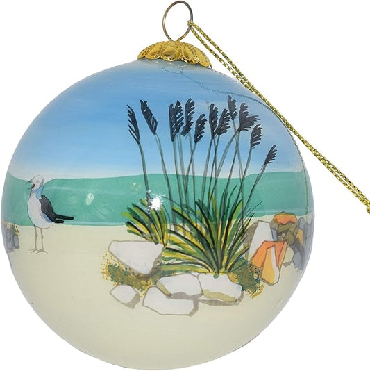 Blown Glass Christmas Ornament | Beach & Bird St. Augustine | Hand Painted Inside | Original Art | Includes Gift Box