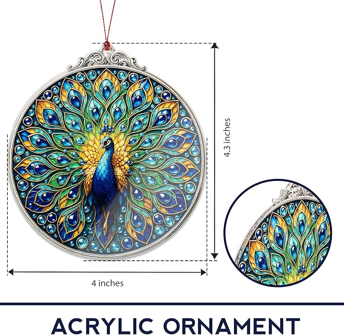 ALCARIN Peacock Gifts for Women, Men – Vibrant Peacock Decor for Home, Peacocks Lovers Gift Idea, Unique Acrylic Suncatcher Ornament, Christmas Birthday Gifts for Mom, Sister, Friend