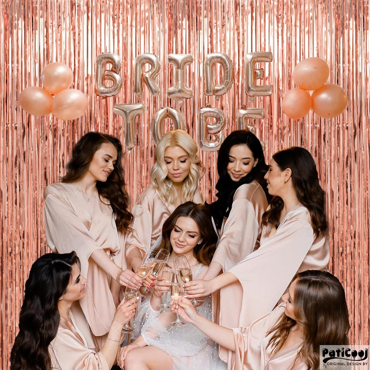 Rose Gold Birthday Decorations for Women Girls - Thicken 4 Pack 3.2 x 8.2 FT - Rose Gold Foil Fringe Curtain Backdrop for Birthday, Bridal Shower, Baby Shower, Bachelorette Party Decorations