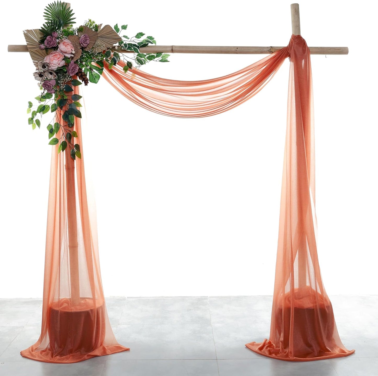 VDS Pack of 1 Panel (30 Inch X 100 Feet) Wedding Arch Draping Fabric Sheer Chiffon Fabric Drapery for Wedding Ceremony Reception Swag Backdrop Canopy Chuppah ARBO Altars Decoration (Terracotta)