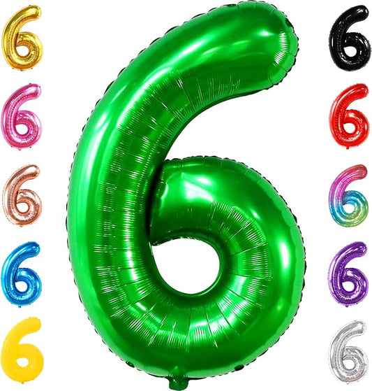 KatchOn, Giant Dark Green Number 6 Balloon - 40 Inch | 6th Birthday Balloons for 6th Birthday Decorations | 6 balloons for Birthday | Six Balloon Number | 6 Year Old balloon for 6 Year Decorations