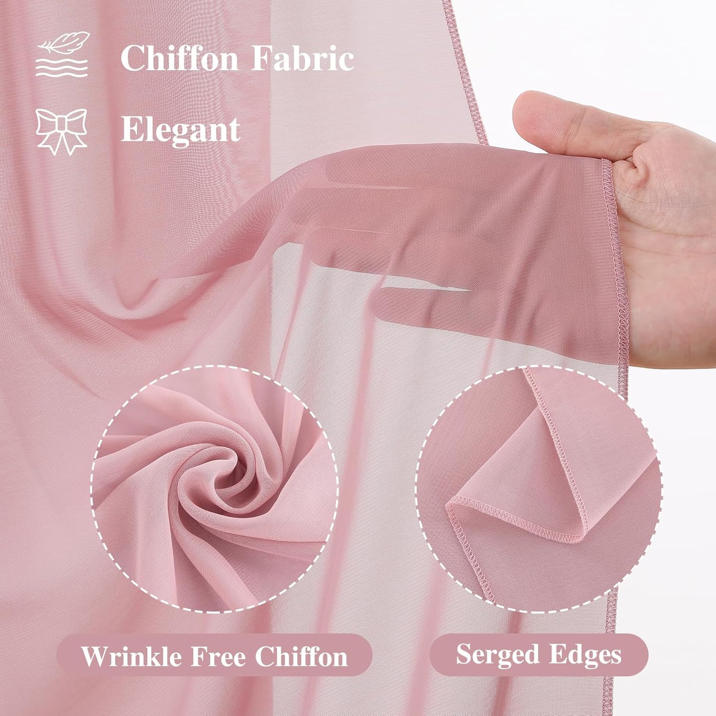 Wedding Arch Draping Fabric 1 Panel 18Ft Dusty Rose Chiffon Fabric Drapery Wedding Ceremony Reception Swag Decorations