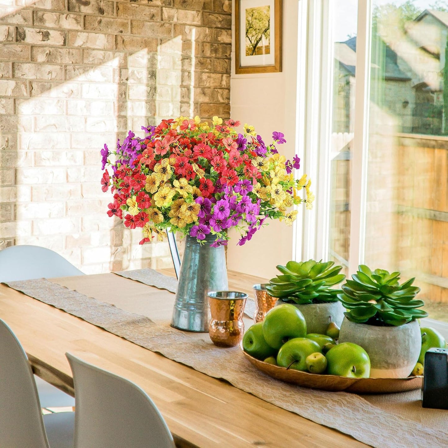 AmyHomie 16 Bundles Artificial Flowers for Outdoor Outside Spring Summer Decoration UV Resistant Faux Flowers No Fade Fake Plastic Plants Garden Porch Window Box Decorating