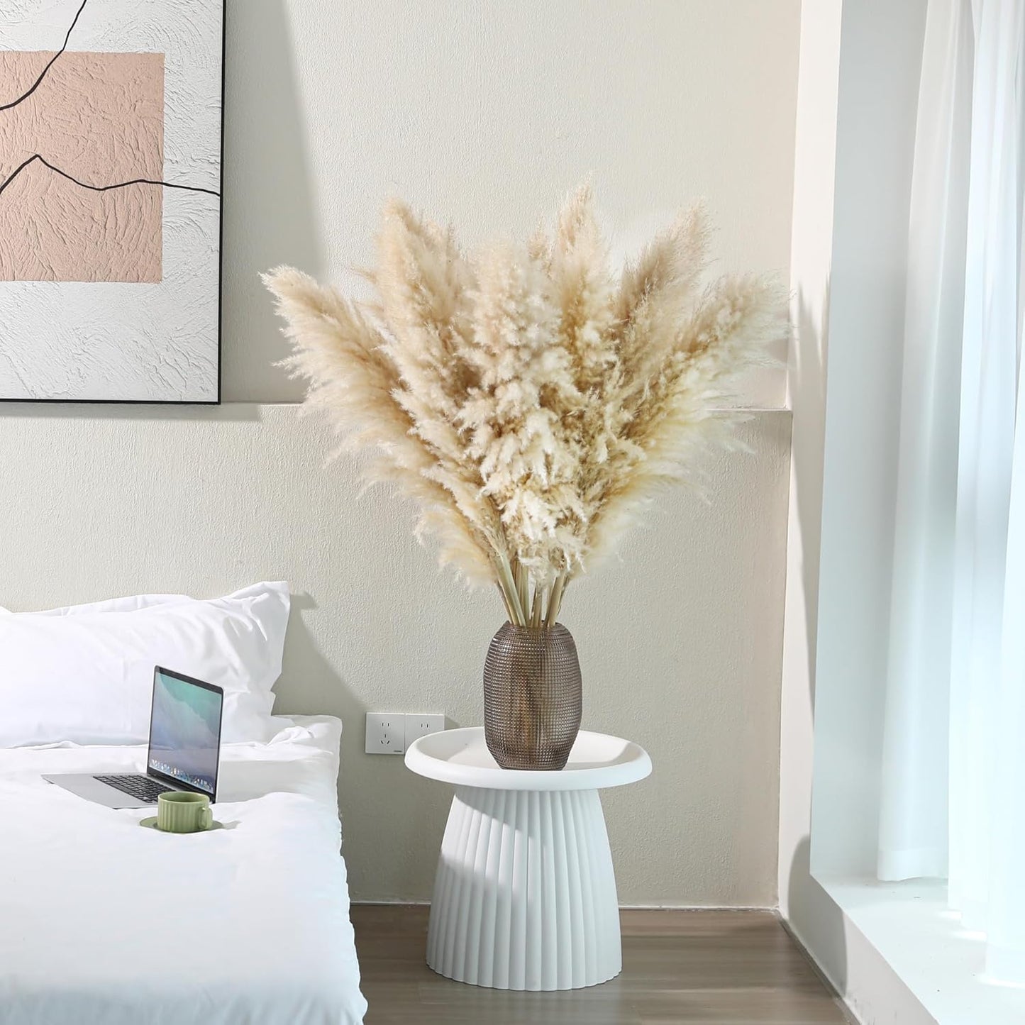 10 Stems 46 inch Tall Pampas Grass Decor - Large Fluffy Dried Pompas Grass for Floor Vase - Rustic Wedding, Baby Shower, Party, Farmhouse, Boho Home Decor