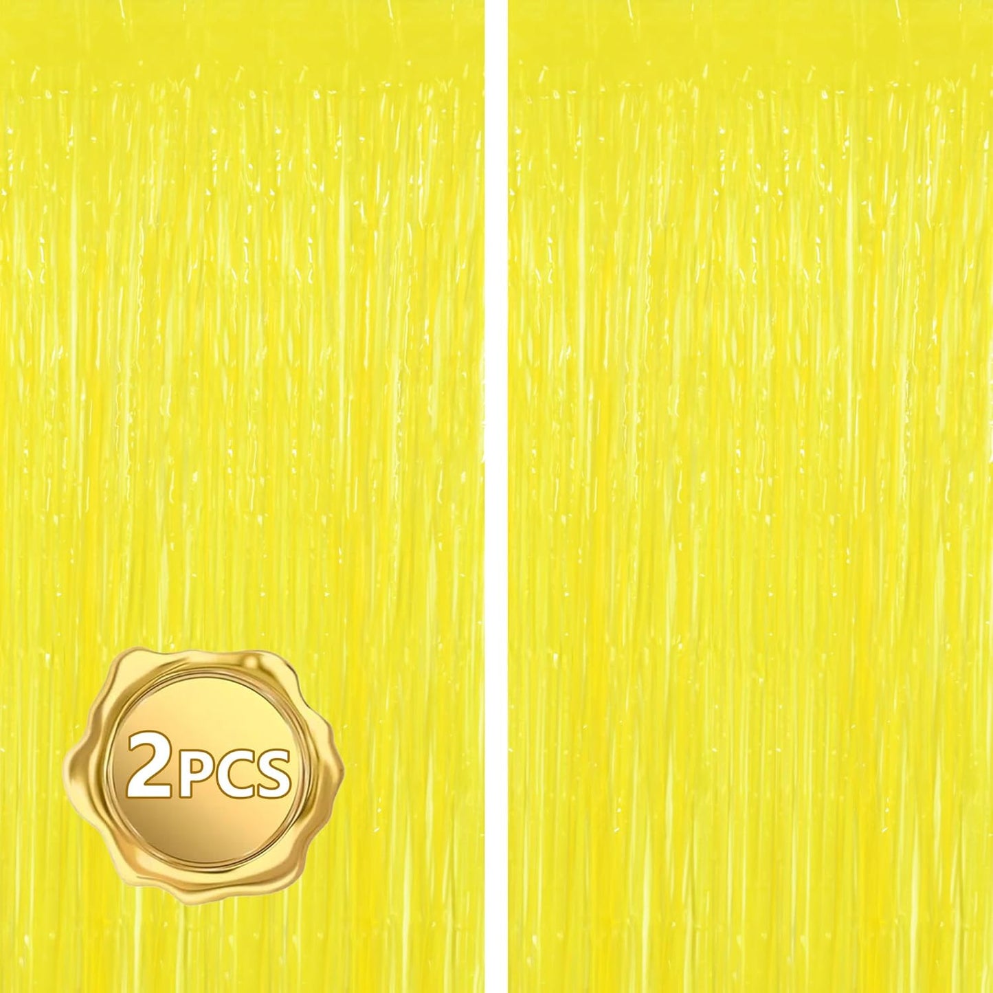 BEISHIDA 2Pcs Gold Door Streamer Fluorescent Gold Backdrop Blue Foil Fringe Curtains Tinsel for Birthday Baby Shower Halloween Backdrop Wedding Party Decoration (3.28 ft x 6.56 ft)