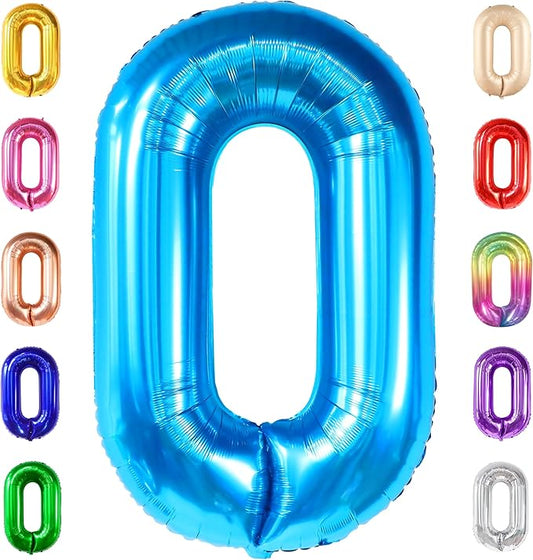 Giant Blue 0 Number Balloons - 40 Inch | 0 Digit Balloon for Ocean Theme | Blue 0 Balloon for Ocean Theme Birthday Party Supplies | Mylar Blue Number 0 Balloon | Blue Mermaid Birthday Decorations