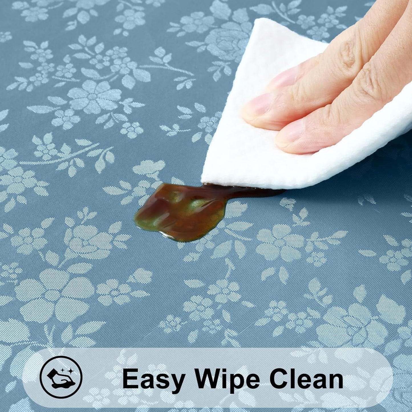 Smiry Rectangle Table Cloth, Waterproof Heavy Duty Vinyl Tablecloths, Wipeable Washable Table Cover for Kitchen and Dining Room (Stone Blue, 60" X 102")