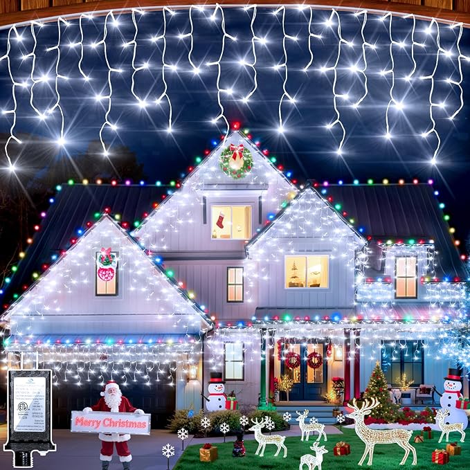 504 LED Fairy lights for Bedroom, 50ft Christmas Window Lights with 112 Drops 12 Modes, Dimmable Curtain Lights, String Lights Indoor Outdoor for Holiday Wedding Party Home Decorations, Cool White