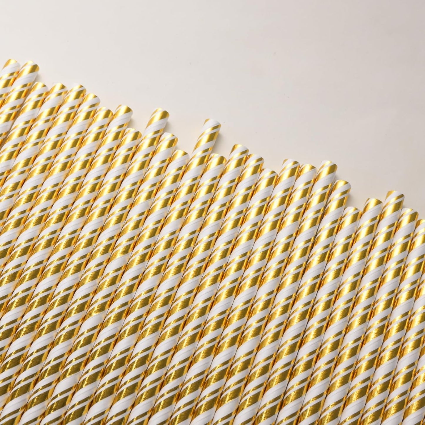 Gold Straws Disposable Cocktail Drinking Paper Straws for Party, Wedding, Baby Shower, Birthday, 100 Bulk